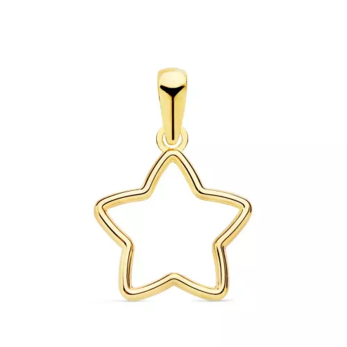 18K COLGANTE ORO AMARILLO ESTRELLA CERCO LISO 12.5X12.5 MM 0