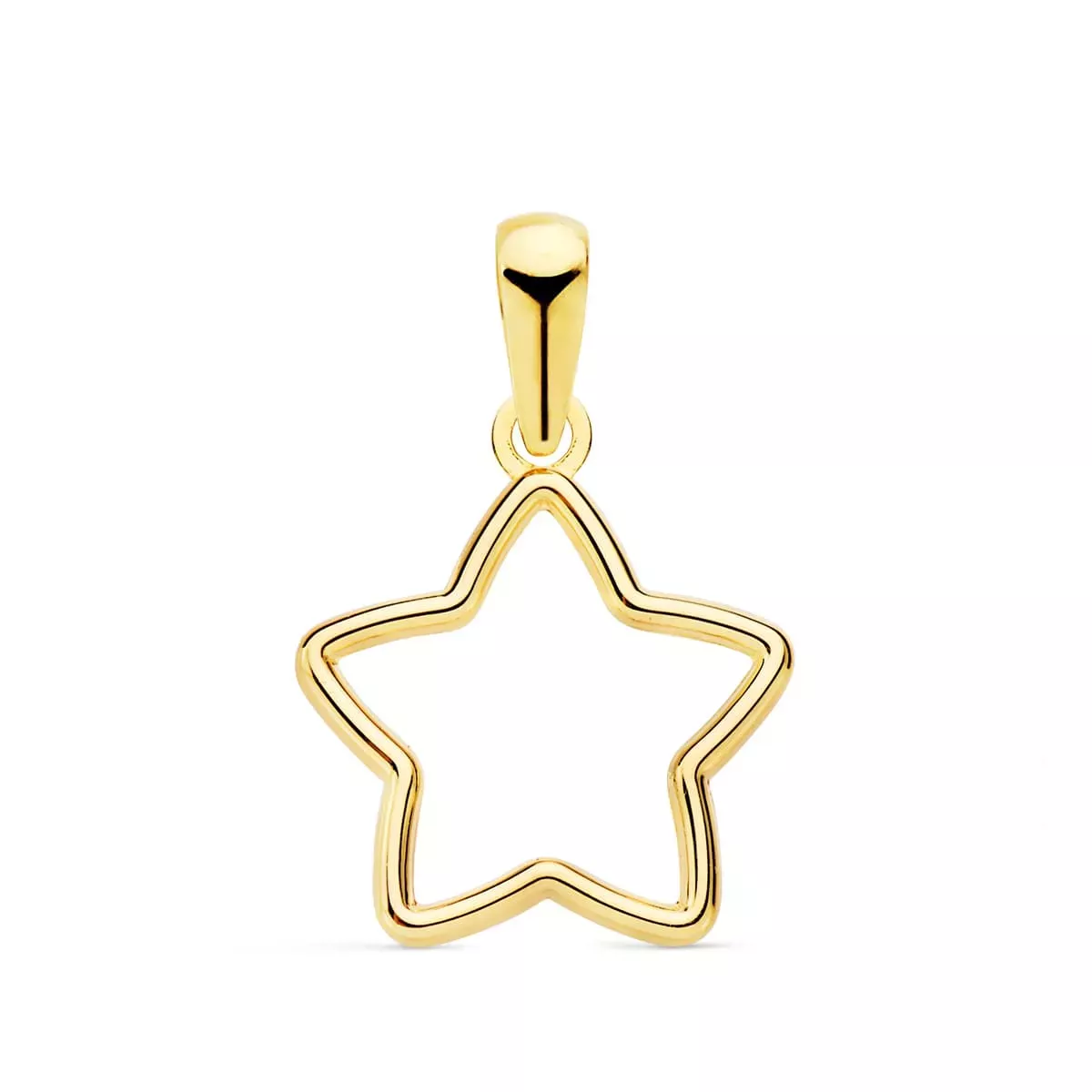 18K COLGANTE ORO AMARILLO ESTRELLA CERCO LISO 12.5X12.5 MM 0
