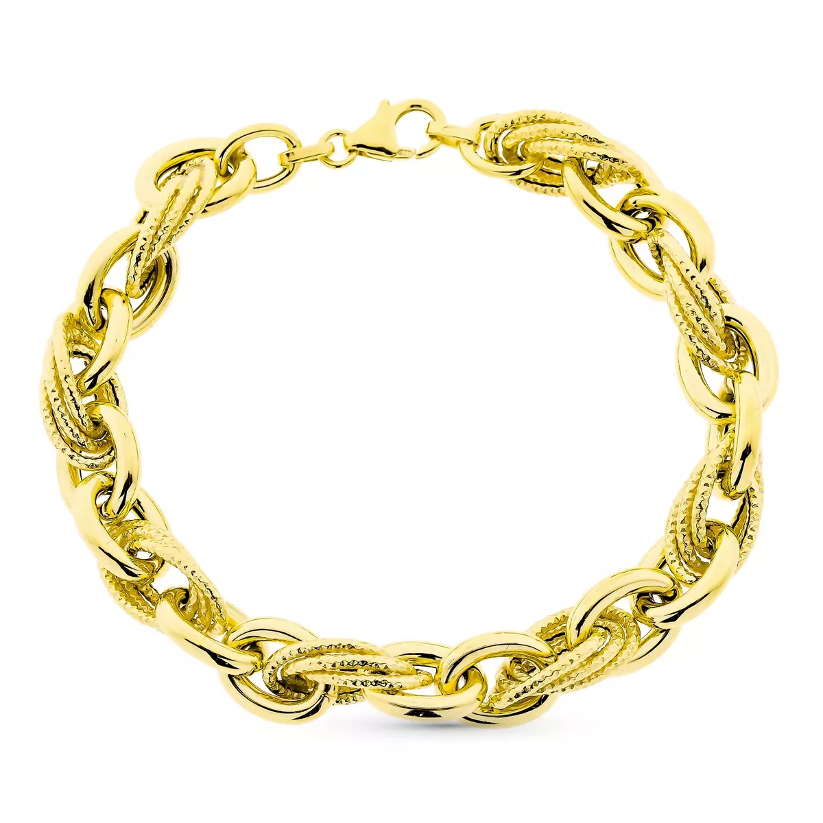 9K PULSERA ORO AMARILLO TRIPLE ESLABON. 20CM 9