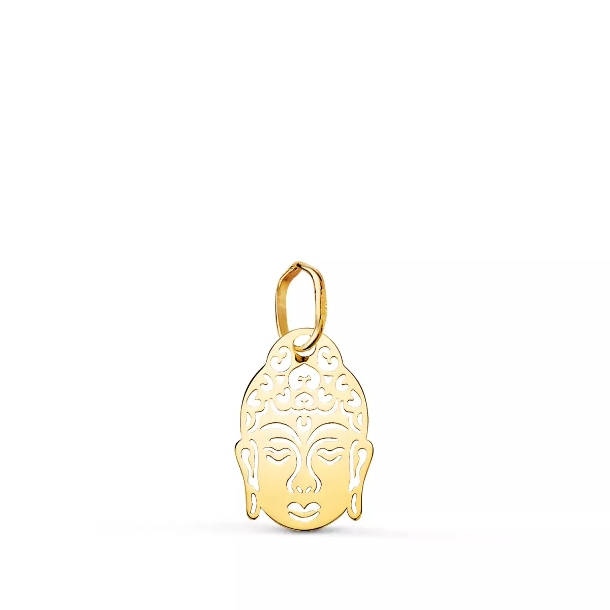 18K COLGANTE ORO AMARILLO CABEZA DE BUDA CALADO. MEDIDA: 14 X 9 MM 0