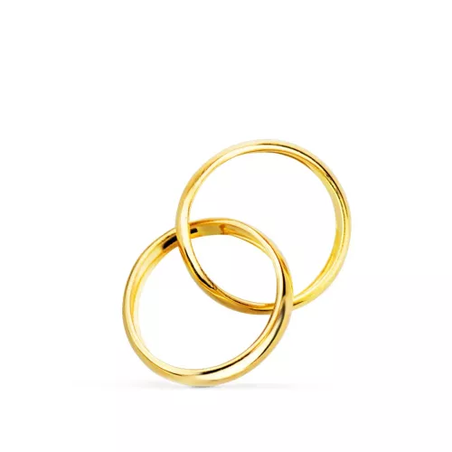 18K COLGANTE ORO AMARILLO DOS ALIANZAS 9 MM DIAMETRO. 0