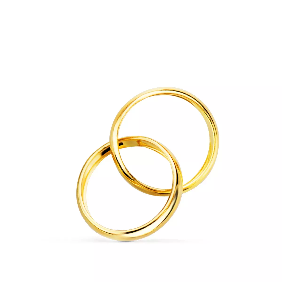 18K COLGANTE ORO AMARILLO DOS ALIANZAS 9 MM DIAMETRO. 0