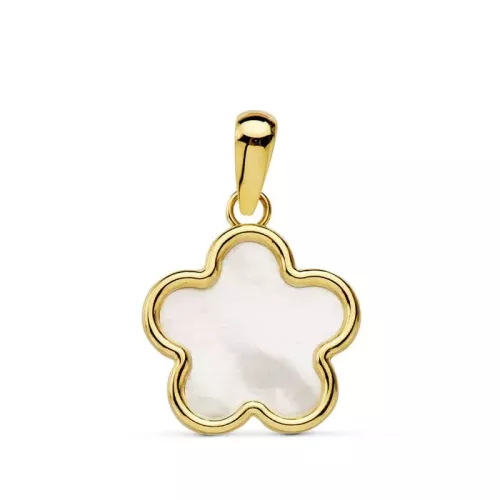 18K COLGANTE ORO AMARILLO FLOR NACAR 12X12 MM 0