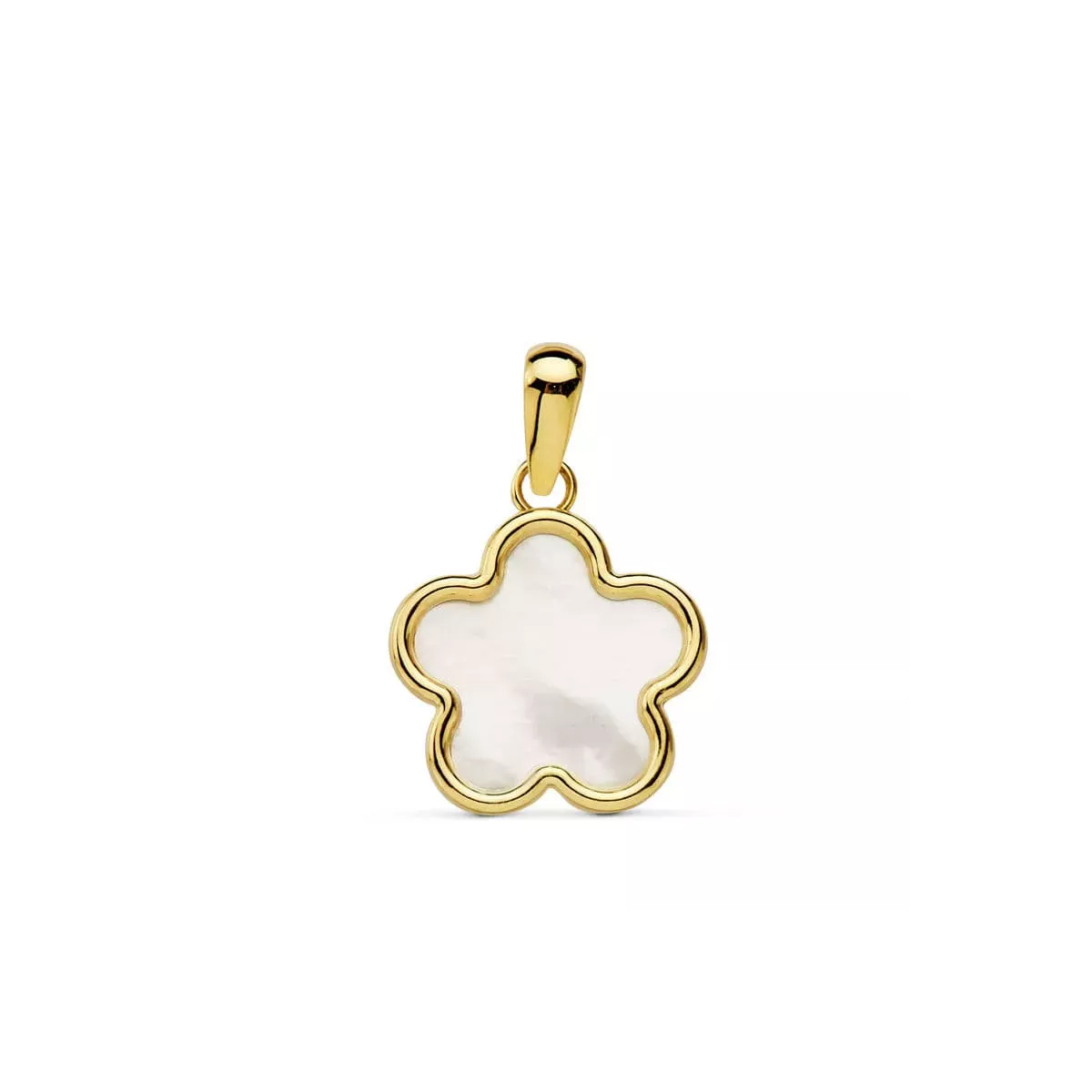 18K COLGANTE ORO AMARILLO FLOR NACAR 12X12 MM 0