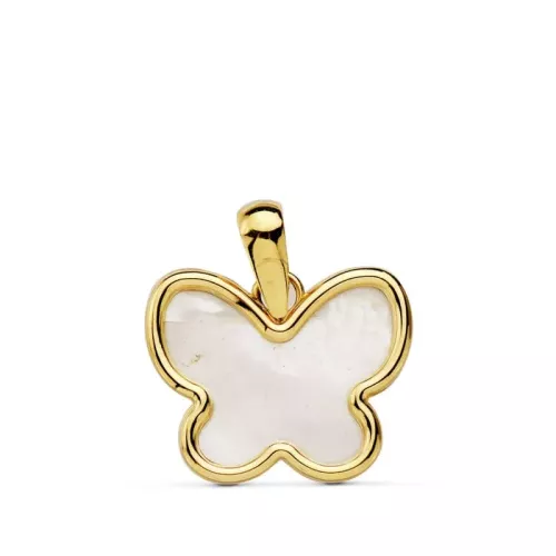 18K COLGANTE ORO AMARILLO MARIPOSA NACAR 14X11 MM 0