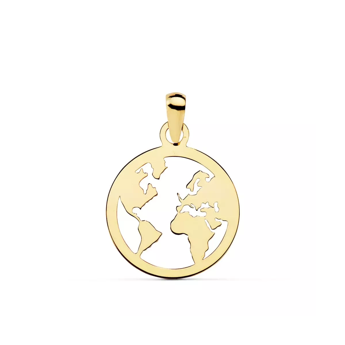 18K COLGANTE ORO AMARILLO MAPAMUNDI CALADO 15 MM 0