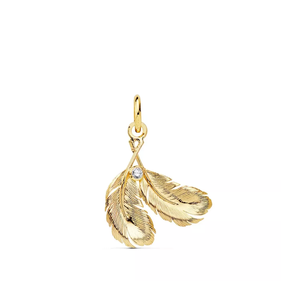 18K COLGANTE ORO AMARILLO DOS PLUMAS 17X15 MM 0