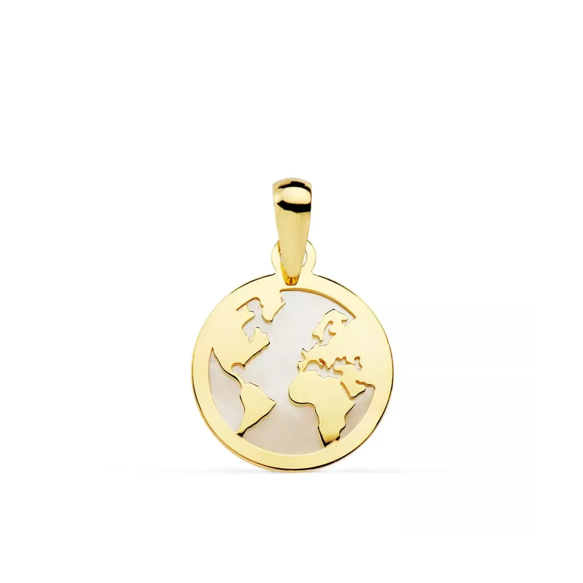 18K COLGANTE ORO AMARILLO MAPAMUNDI NACAR 13 MM 0