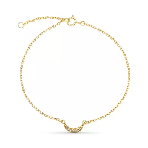 9K PULSERA ORO AMARILLO 16CM EXTENSION 18XM LUNA DIAMANTES 8X4 MM 0.034 CTS 1,20gr