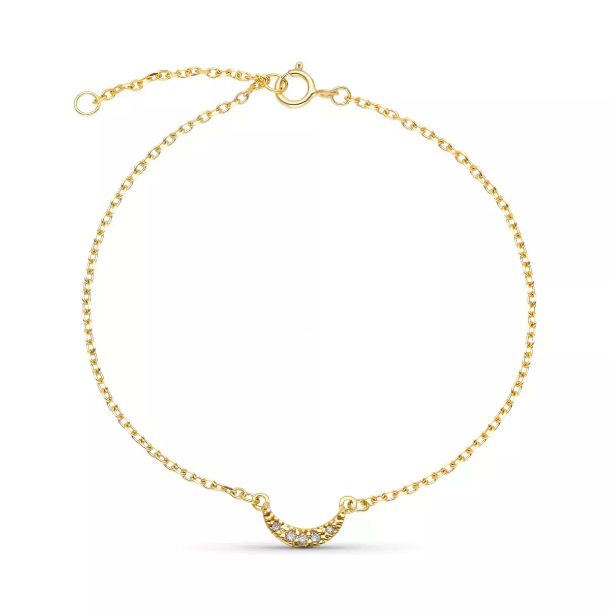 9K PULSERA ORO AMARILLO 16CM EXTENSION 18XM LUNA DIAMANTES 8X4 MM 0.034 CTS 1