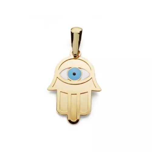 18K COLGANTE ORO AMARILLO MANO FATIMA Y OJO TURCO 19X13 MM 0