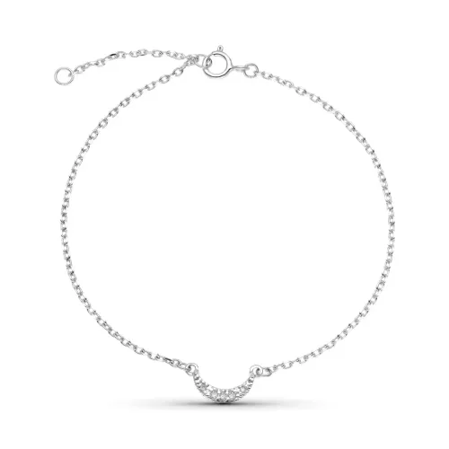 9K PULSERA ORO BLANCO LUNA DIAMANTES 0.034 CTS 18CM REDUCCION A 16CM 1,20gr