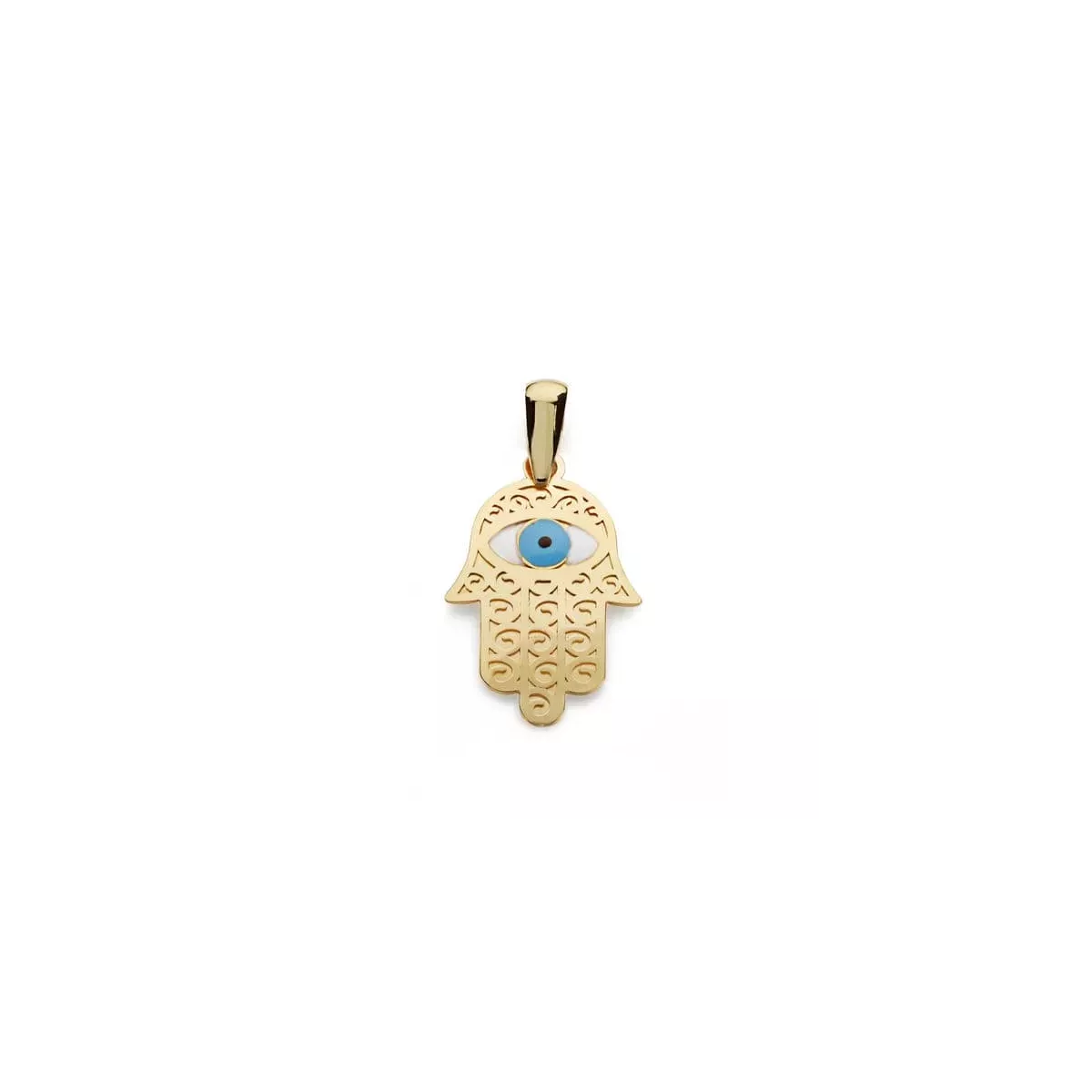 18K COLGANTE ORO AMARILLO MANO FATIMA Y OJO TURCO 19X13 MM 0