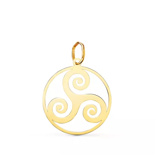 18K COLGANTE ORO AMARILLO REDONDO TRISQUEL EN BRILLO 20 MM 0