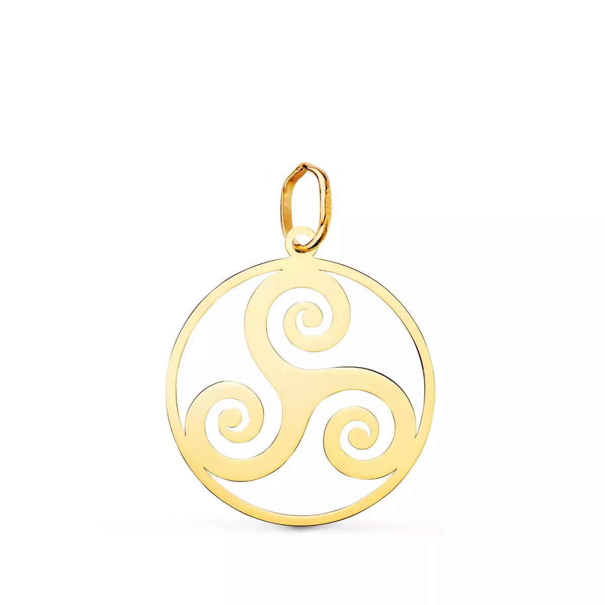 18K COLGANTE ORO AMARILLO REDONDO TRISQUEL EN BRILLO 20 MM 0