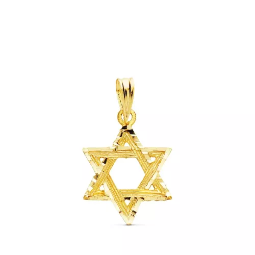 18K COLGANTE ESTRELLA DE DAVID ORO AMARILLO 15X14 MM 0