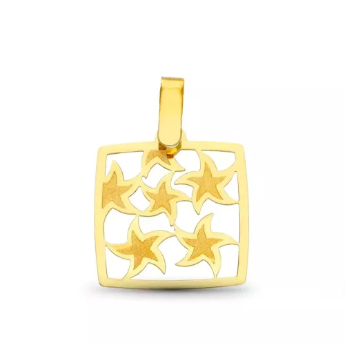 18K COLGANTE ORO AMARILLO LASER MATE Y BRILLO CUADRADO 0
