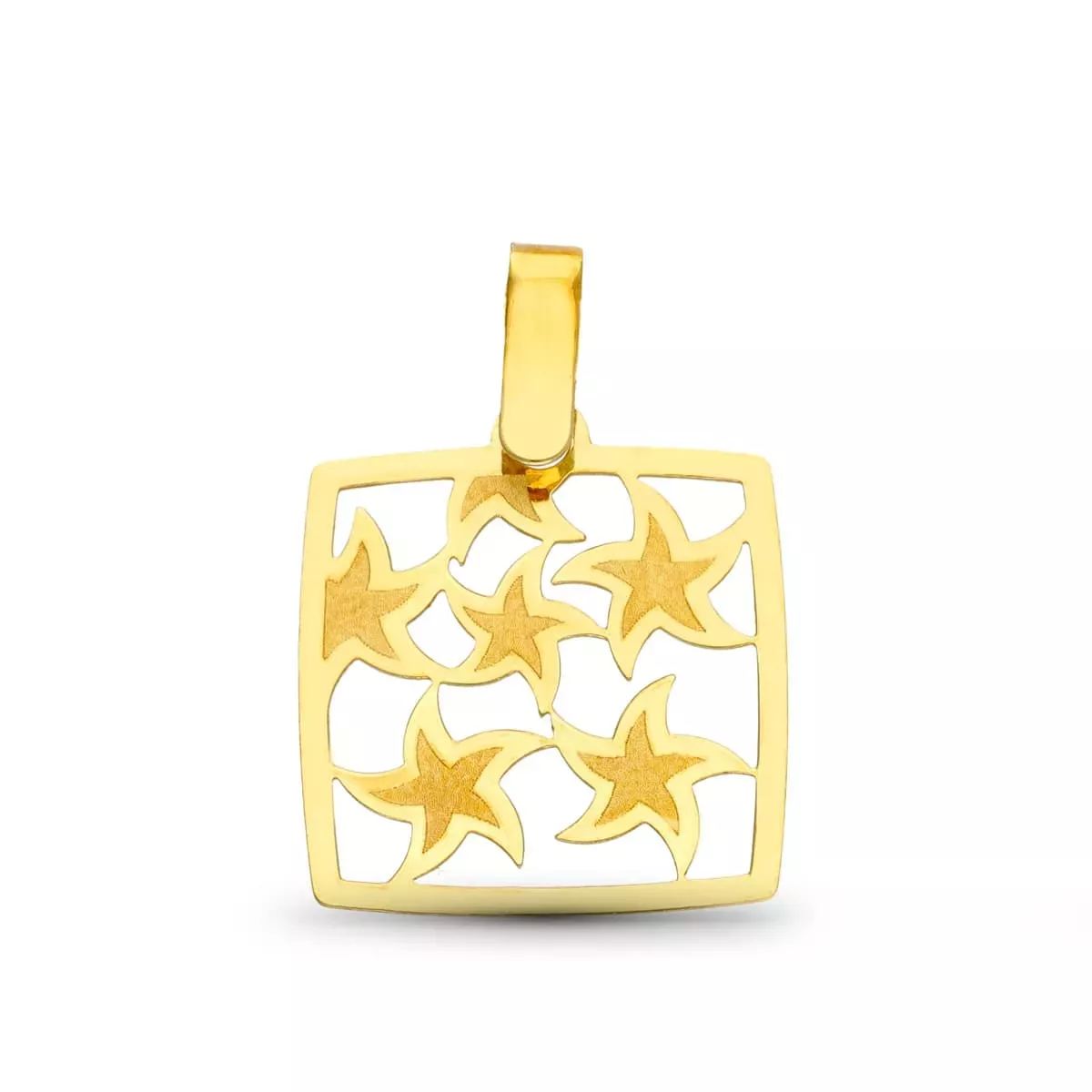 18K COLGANTE ORO AMARILLO LASER MATE Y BRILLO CUADRADO 0