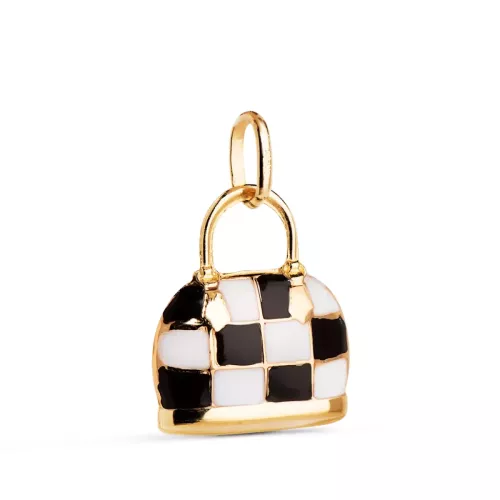 18K COLGANTE ORO AMARILLO BOLSO CON ESMALTE NEGRO Y BLANCO. MEDIDA: 15 X 12