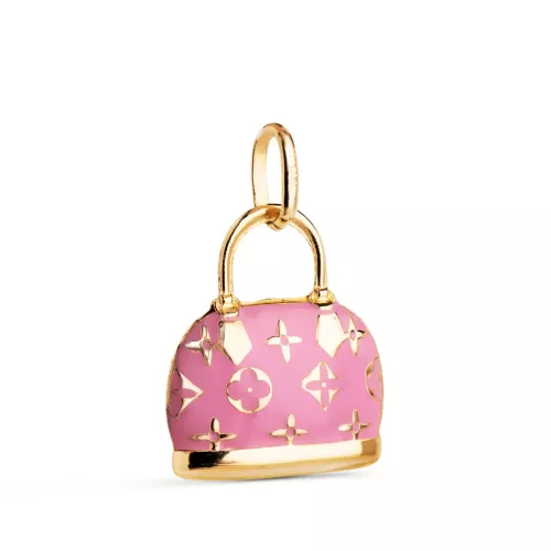 18K COLGANTE CHARM ORO AMARILLO BOLSO CON ESMALTE ROSA. MEDIDA: 15 X 12