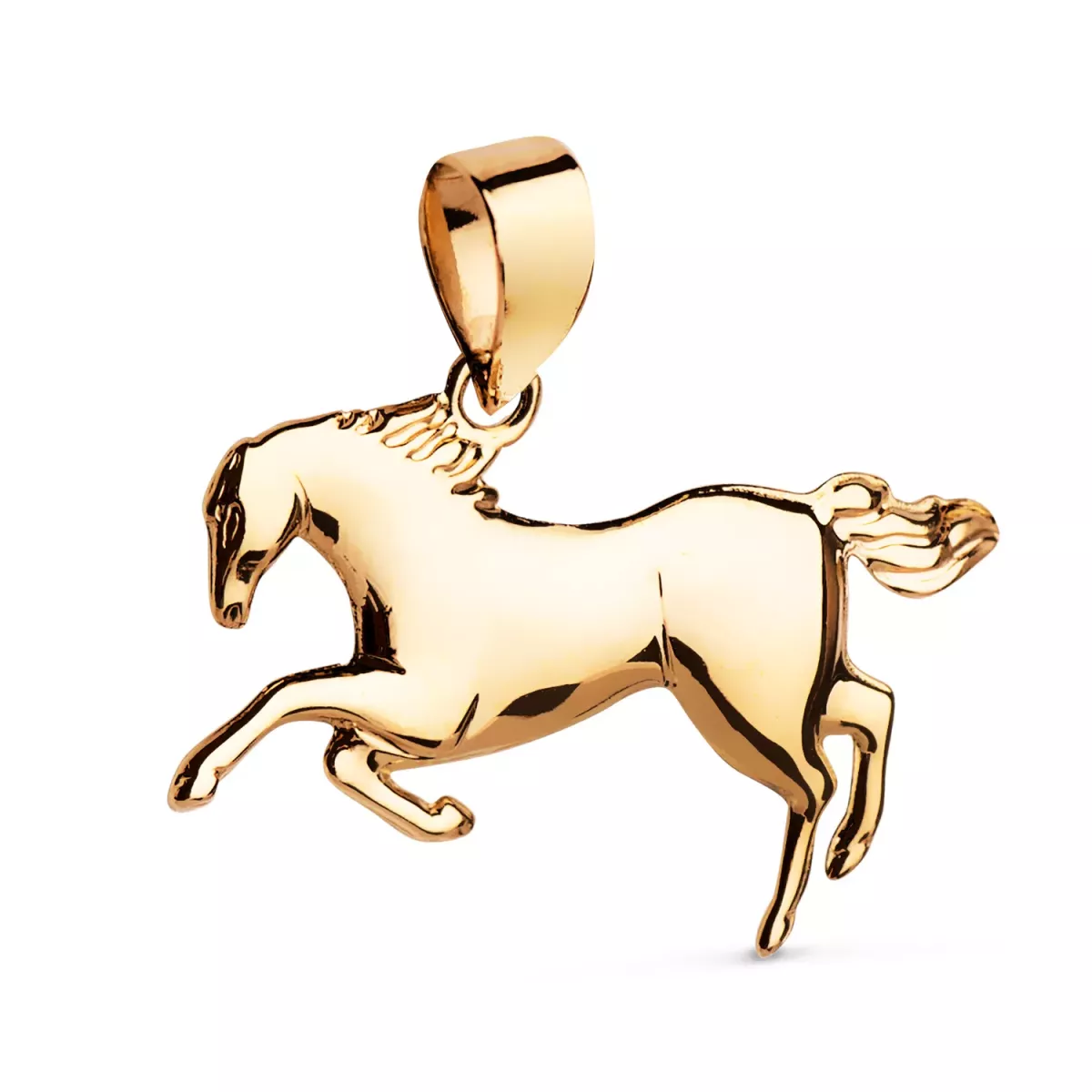 18K COLGANTE ORO AMARILLO CABALLO CORRIENDO EN BRILLO. MEDIDA: 23 X 14 MM 1