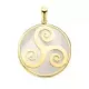 18K COLGANTE ORO AMARILLO Y NACAR SIMBOLO CELTA TRISQUEL 20 MM 1