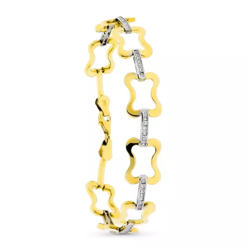 9K PULSERA ORO BICOLOR CON CIRCONITA 19CM 6