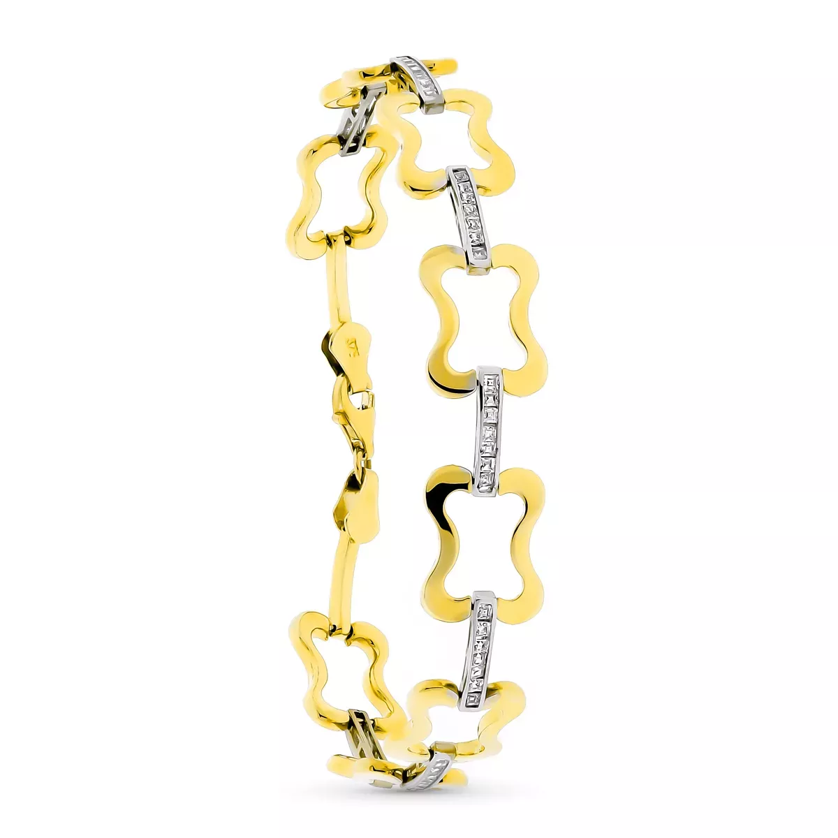 9K PULSERA ORO BICOLOR CON CIRCONITA 19CM 6