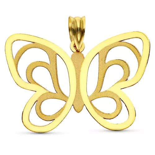 18K COLGANTE ORO AMARILLO LASER MARIPOSA 32X24 MM 2
