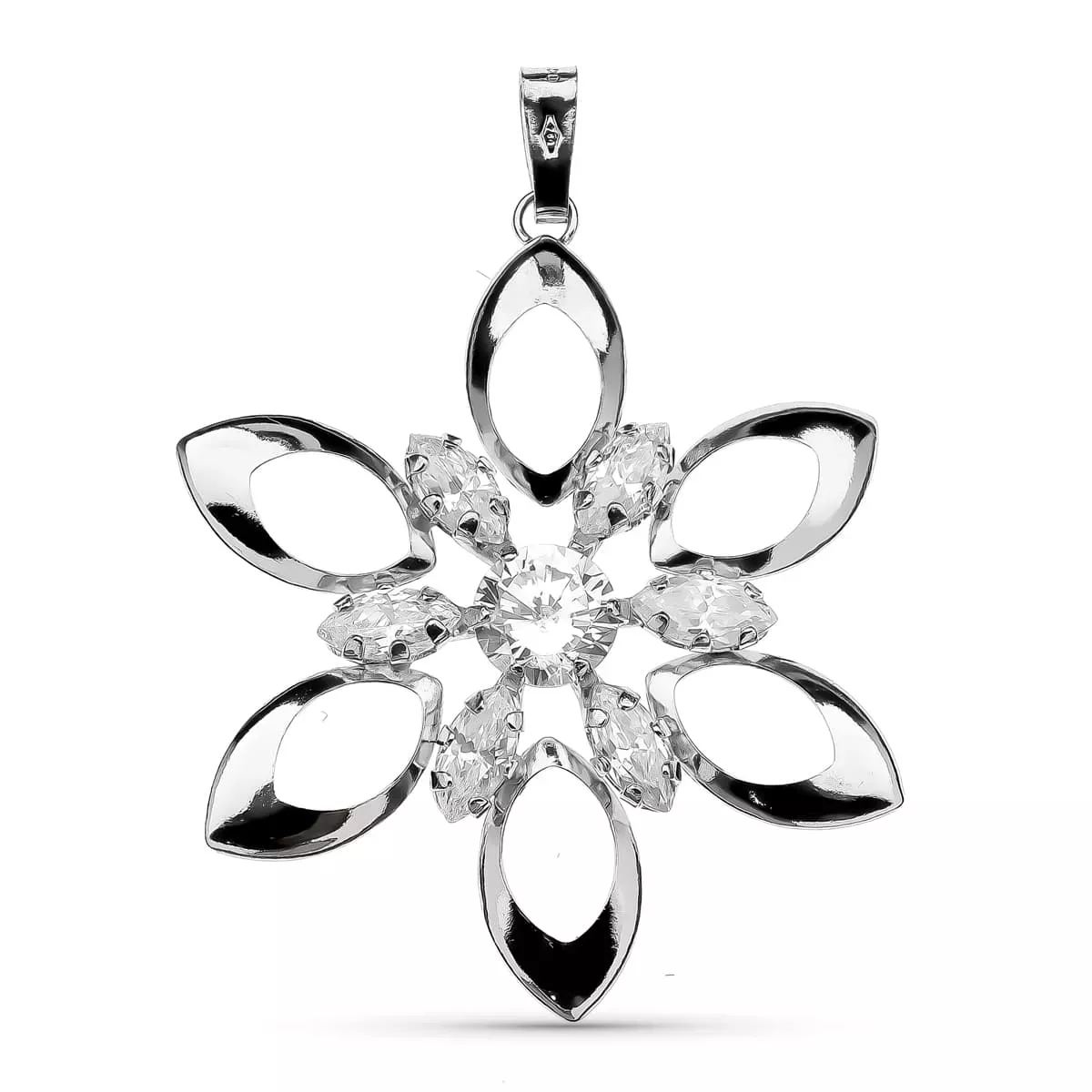 18K COLGANTE ORO BLANCO FLOR 35X30 MM 2