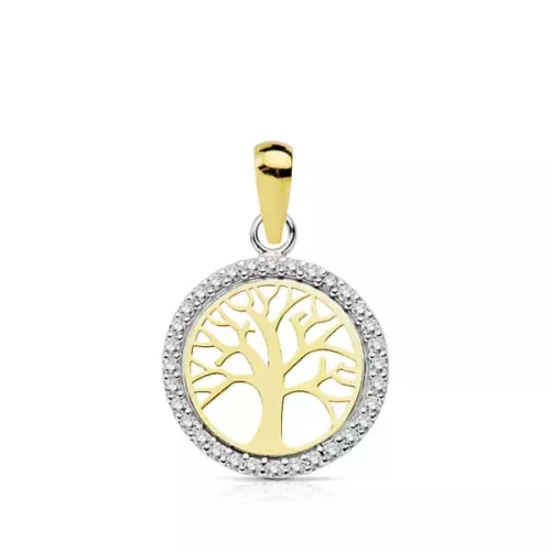 18K COLGANTE ORO BICOLOR ARBOL DE LA VIDA 13 MM 0