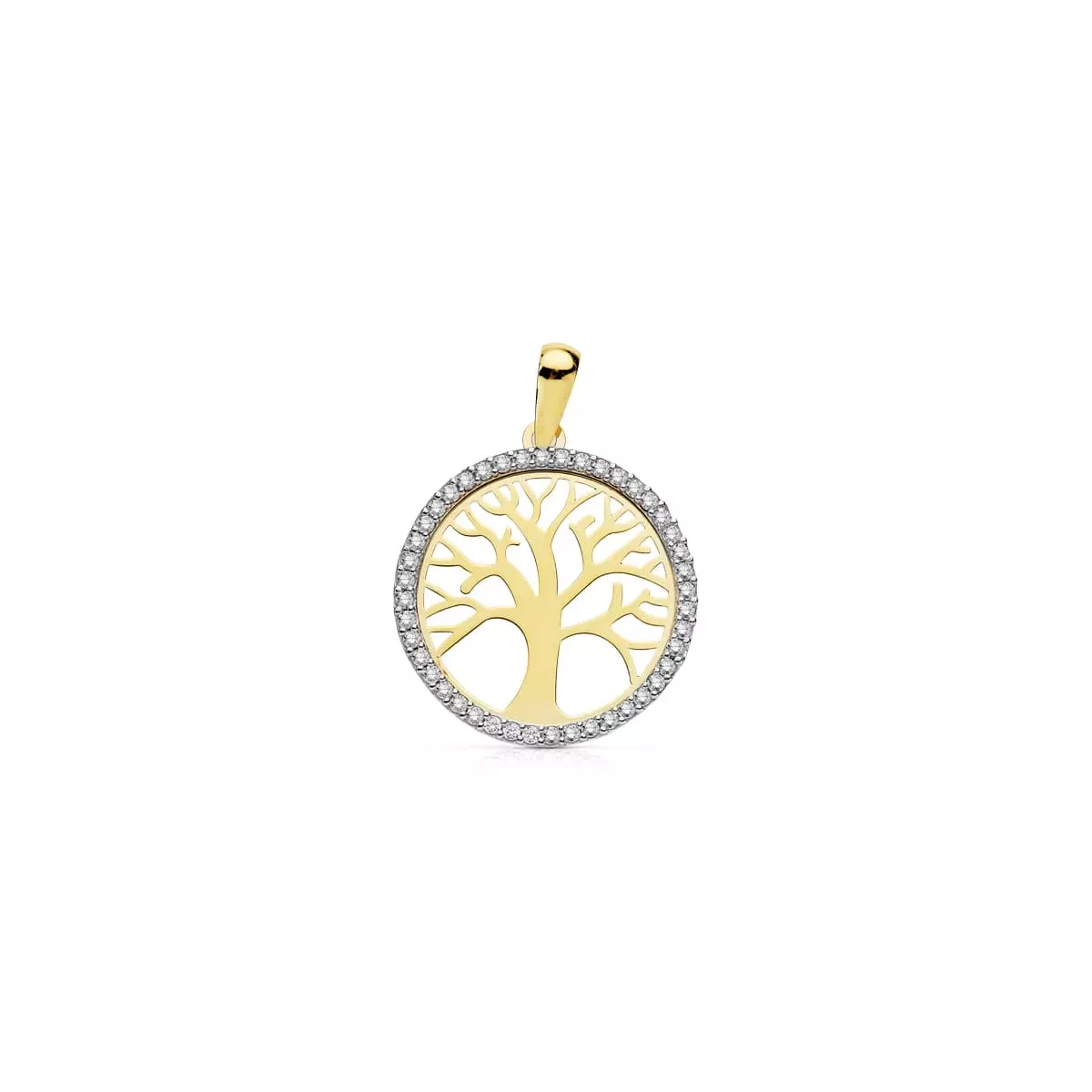 18K COLGANTE ORO BICOLOR ARBOL DE LA VIDA 20 MM 1