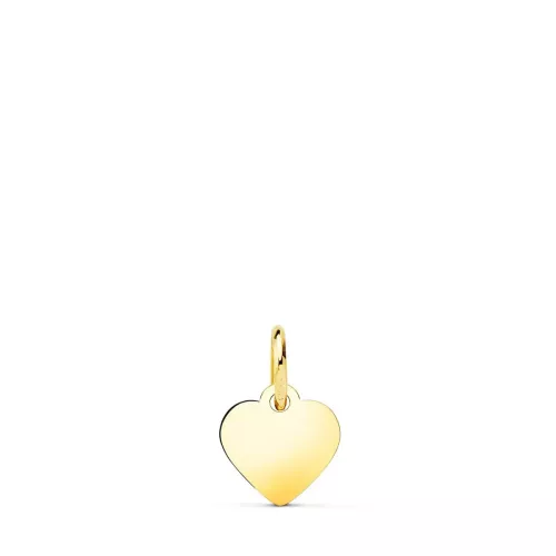 18K COLGANTE PLACA CHAPA ORO AMARILLO CORAZON LISO EN BRILLO 8X8 MM 0