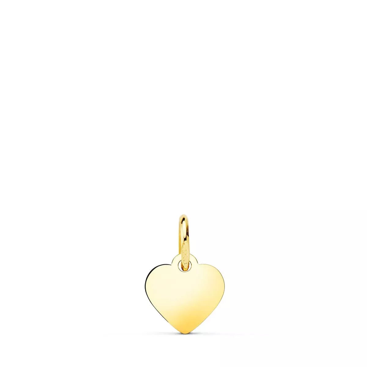 18K COLGANTE PLACA CHAPA ORO AMARILLO CORAZON LISO EN BRILLO 8X8 MM 0