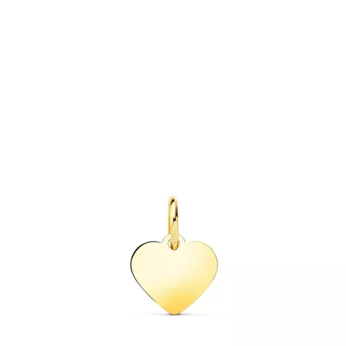 18K COLGANTE PLACA CHAPA ORO AMARILLO CORAZON LISO EN BRILLO 10X10 MM 0