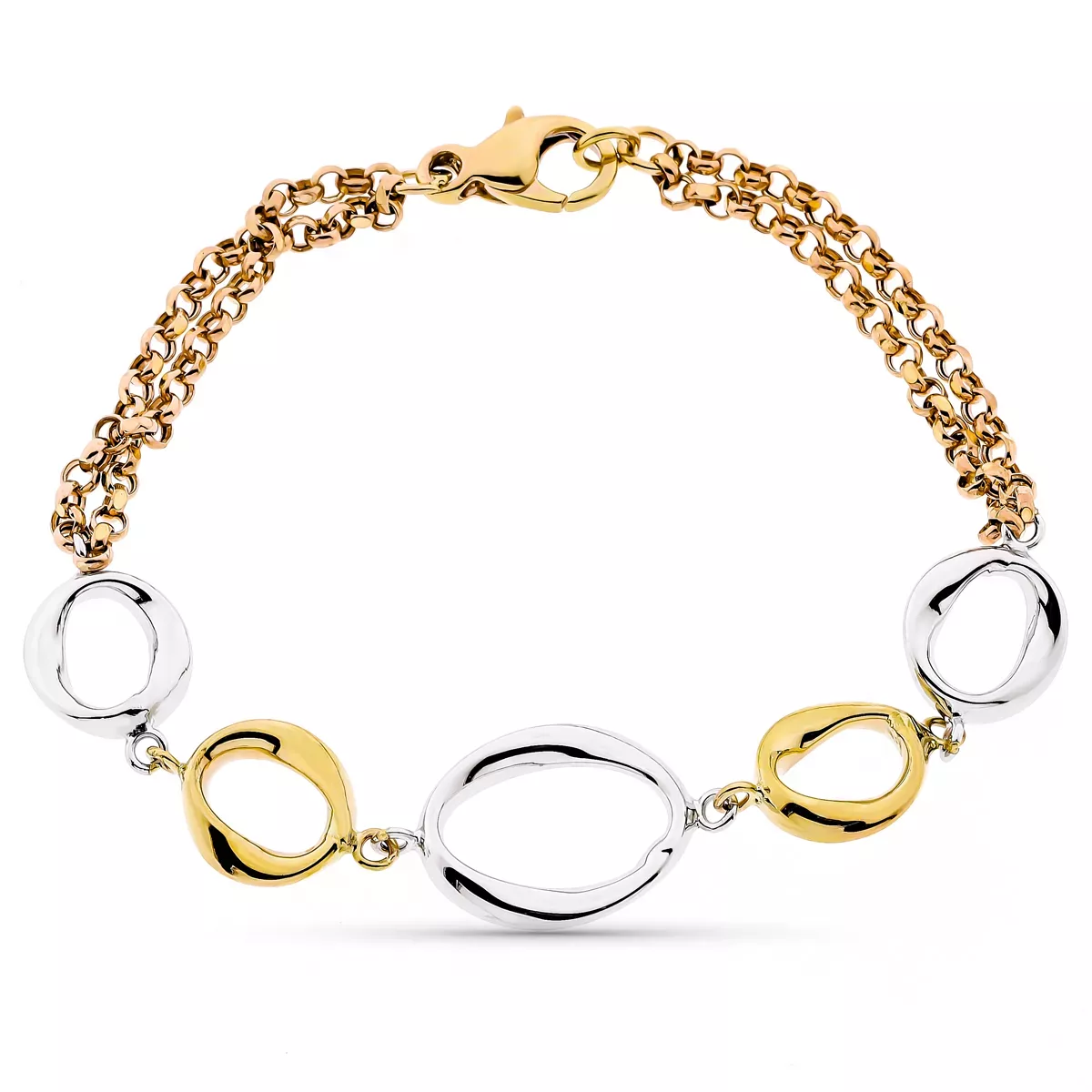 9K PULSERA TRICOLOR HUECA 19CM 6