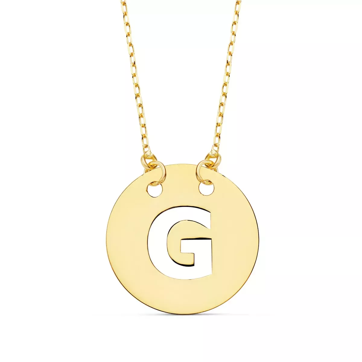 18K COLGANTE ORO AMARILLO LETRA " G " 15 MM CADENA FORZADA 42CM 1