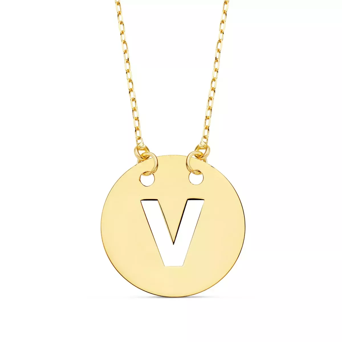 18K COLGANTEORO AMARILLO LETRA " V " 15 MM CADENA FORZADA 42CM 1
