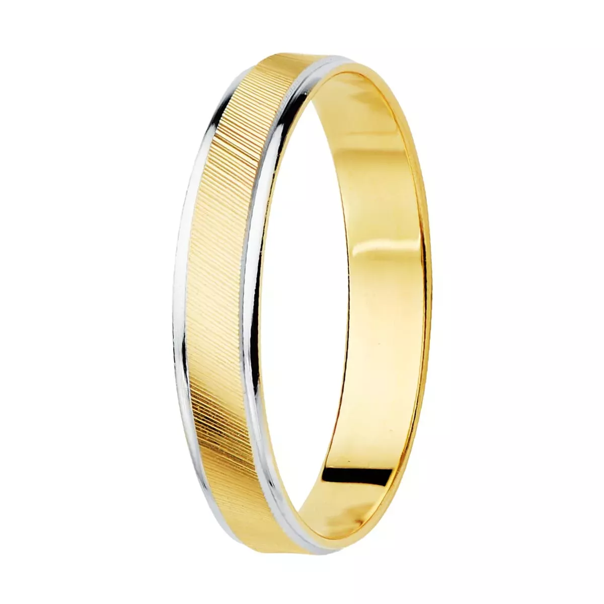 9K ALIANZA ORO BICOLOR ESTRIAS Y BORDES EN BRILLO ANCHO: 3