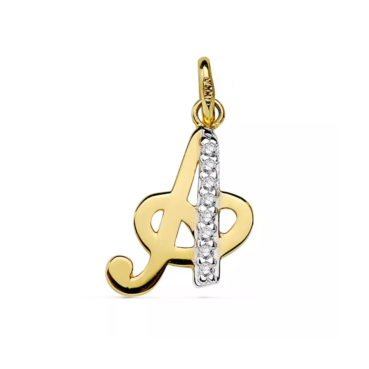 18K COLGANTE ORO BICOLOR LETRA A CIRCONITA 15X12 MM 0