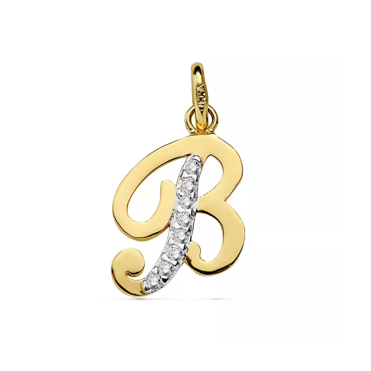 18K COLGANTE ORO BICOLOR LETRA B CIRCONITA 13X10 MM 1