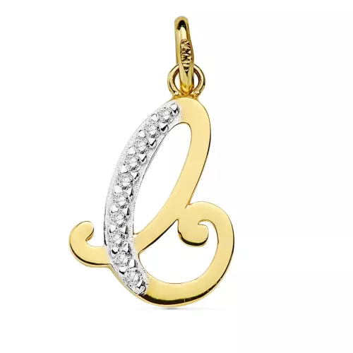 18K COLGANTE ORO BICOLOR LETRA C CIRCONITA 17X11 MM 0