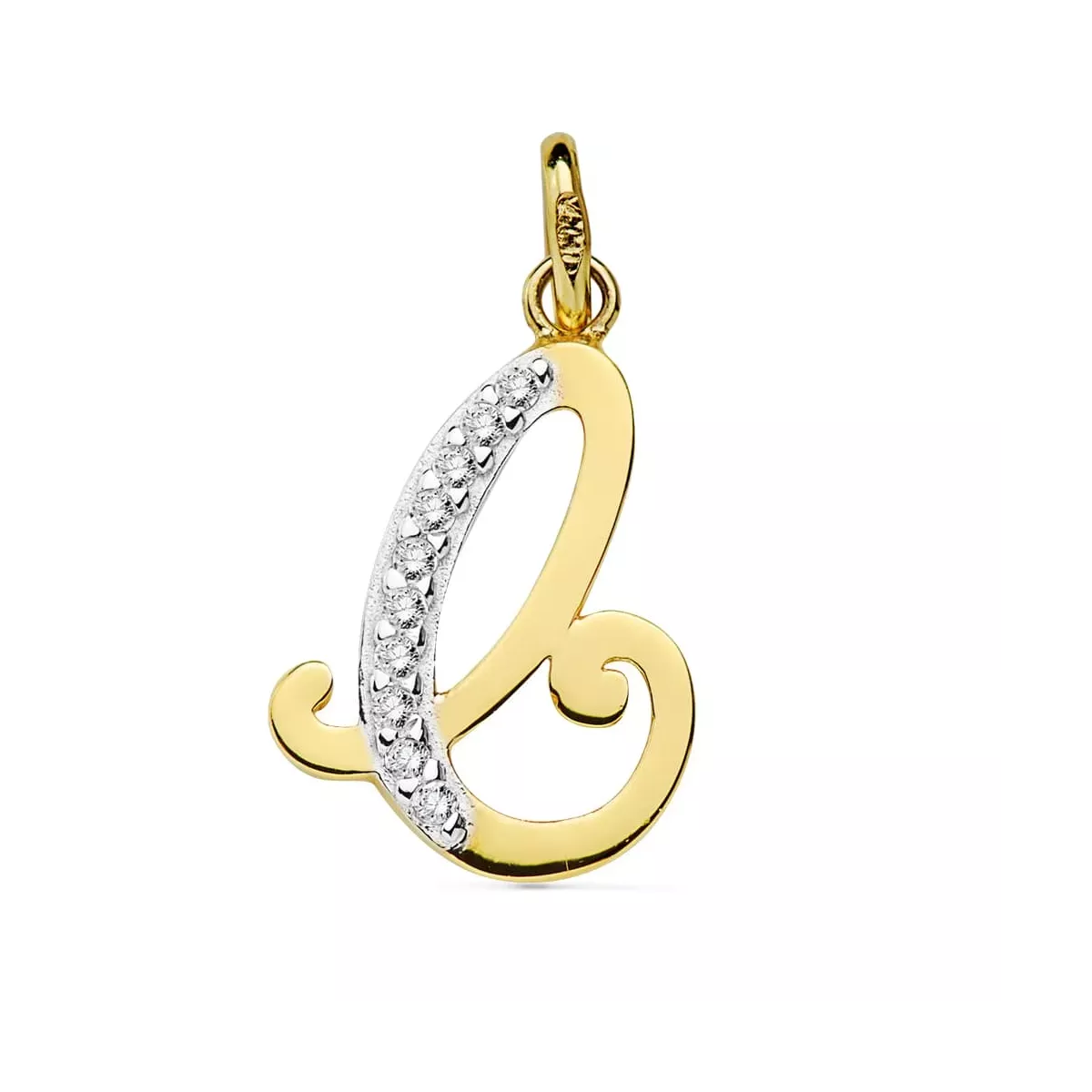 18K COLGANTE ORO BICOLOR LETRA C CIRCONITA 17X11 MM 0