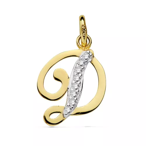 18K COLGANTE ORO BICOLOR LETRA D CIRCONITA 13X11 MM 0