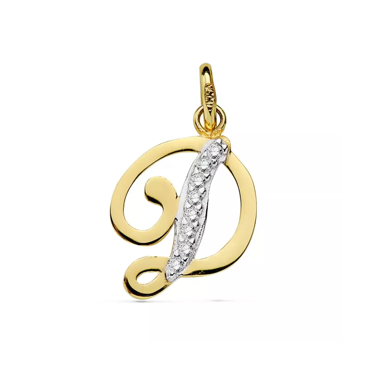 18K COLGANTE ORO BICOLOR LETRA D CIRCONITA 13X11 MM 0