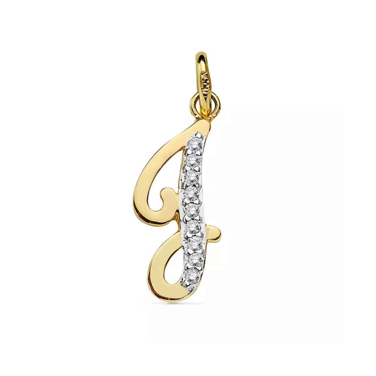 18K COLGANTE ORO BICOLOR LETRA J CIRCONITA 18X7 MM 0