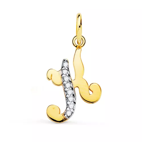 18K COLGANTE ORO BICOLOR LETRA K CIRCONITA 15 X 10 MM 1