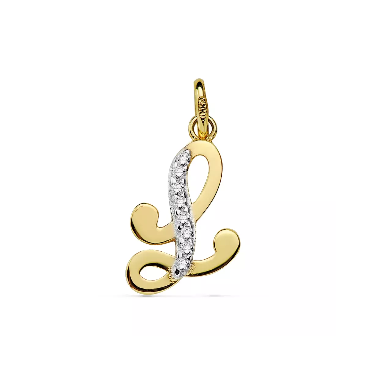 18K COLGANTE ORO BICOLOR LETRA L CIRCONITA 17X10 MM 0