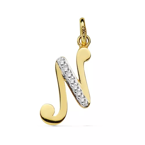 18K COLGANTE ORO BICOLOR LETRA N CIRCONITA 13X10 MM 0
