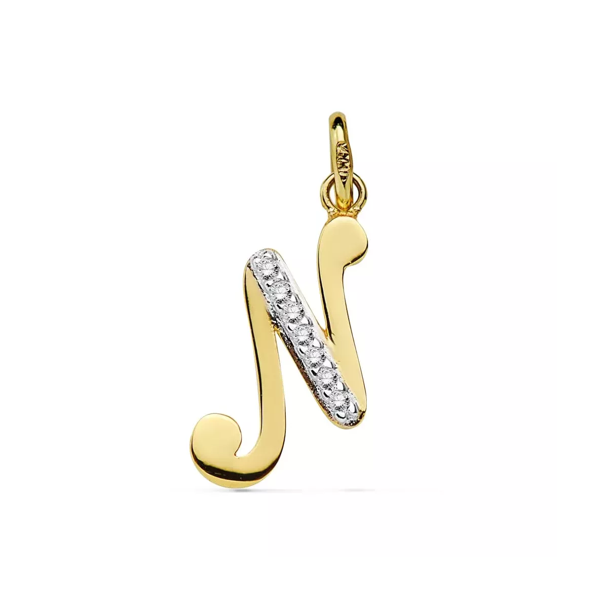 18K COLGANTE ORO BICOLOR LETRA N CIRCONITA 13X10 MM 0